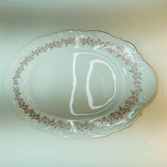 Vintage MITTERTEICH 15" Oval Serving Platter LADY BEATRICE Gilded Rims Germany - Picture 16 of 16